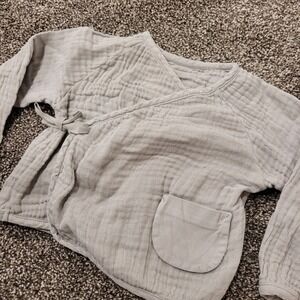 Snug Baby Organic Cotton Wrap Kimono Top 3 Months Grey